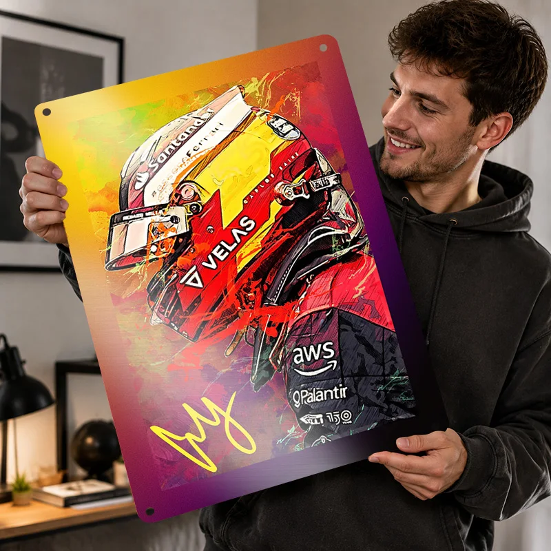 Carlos Sainz Aluminum Posters Customized Metal Tin Sign High Speed Motorsport Tribute Wall Art For Garage Office And Racing Fans