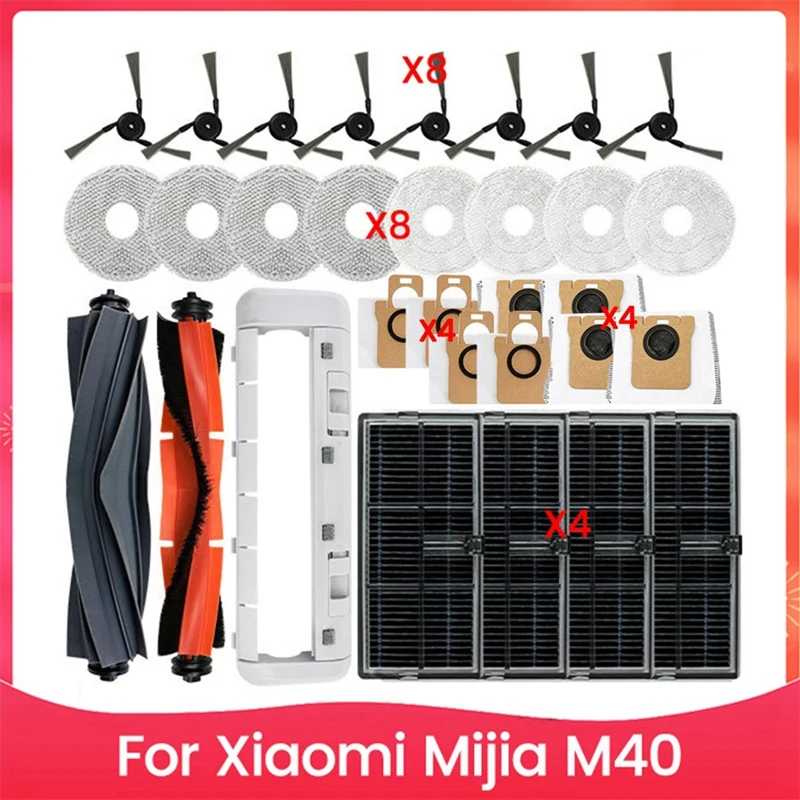 31PCS Brush Filter Dust Bag Mop Cloth And Main Brush Cover For Xiaomi Mijia M40 Vacuum Cleaner Replacement Parts