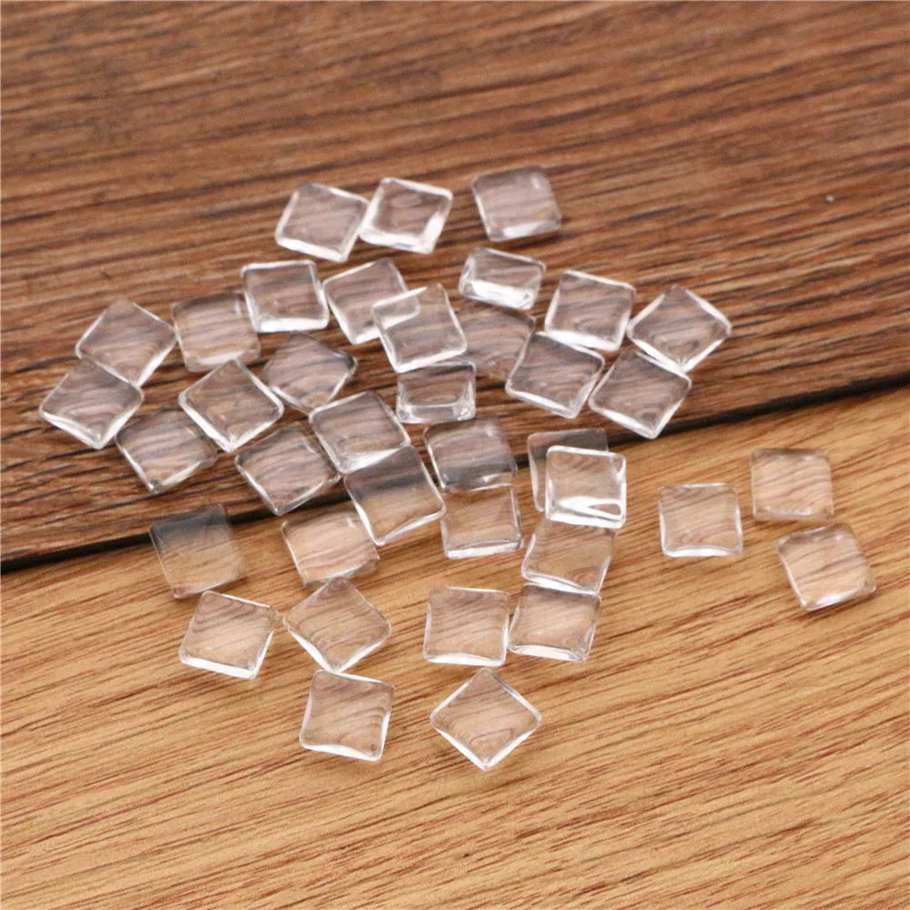 High Quality Square Flat Back Transparent Glass Clear Cabochons for DIY Jewelry Making 8mm 10mm 12mm 15mm 18mm 20mm 25mm 30mm