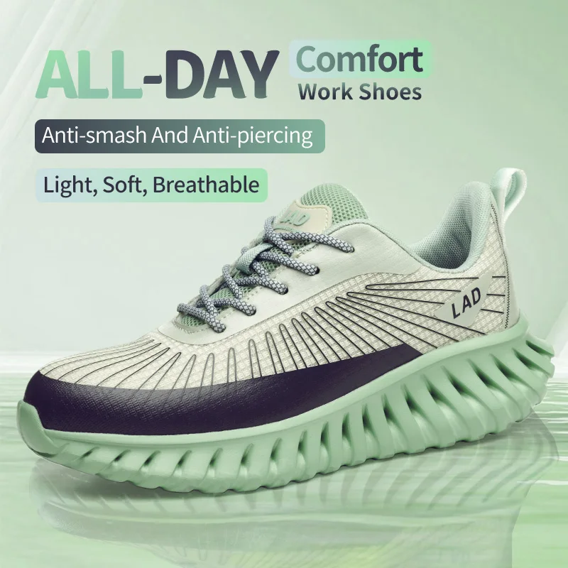 LEIANDUN Ultra light soft soled safety shoes for men, anti smashing, comfortable and shock-absorbing work shoes
