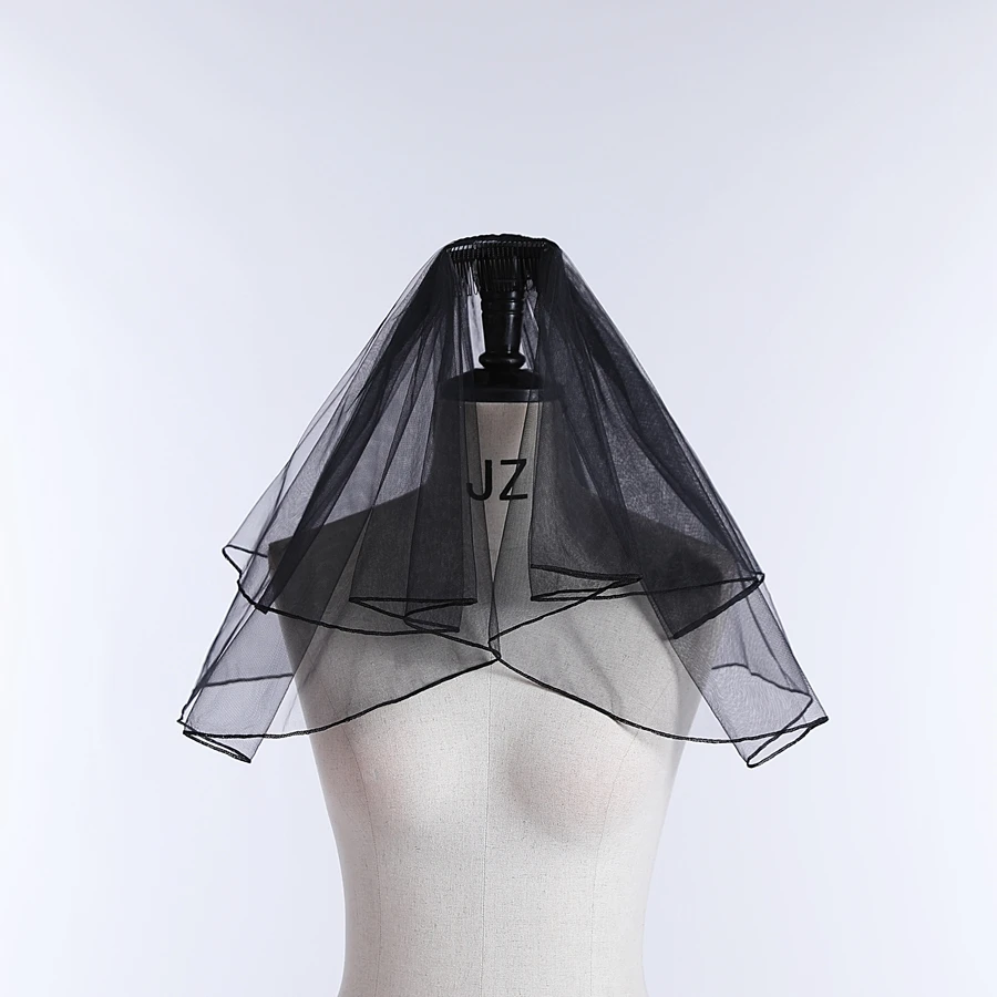 

Лидер продаж, короткая свадебная фата, двухслойная фата из тюля, черная фата с расческой, фата до плеч, свадебные аксессуары 2025