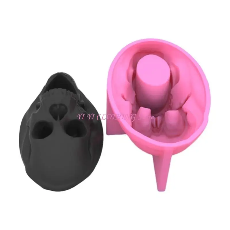 

N5KF Череп Голова Ручка Держатель Контейнер Для Хранения Плесень Панк Скелет Плантатор Смола Плесень