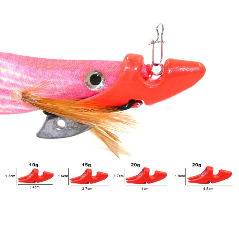 2Pcs 10/15/20/25g Shrimp Lure Sinker Squid Jig Tip Run Weight Chin Sinker for Wood Shrimp Prawn Lure Bait Fishing Tackle