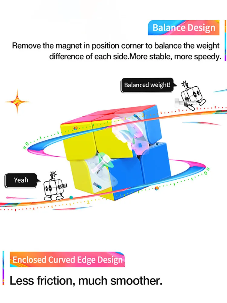 GAN 251 M Magnetic Speedcube gan251m air leap 2x2 explorer Speed Cube Profesjonalna magiczna kostka Puzzle Zabawki dla dzieci