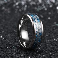 Fashion Punk Stainless Steel Gear Wheel Rings For Men Women Inlay Blue Carbon Fiber Ring Hiphop Rock Biker Jewelry Drop Shipping