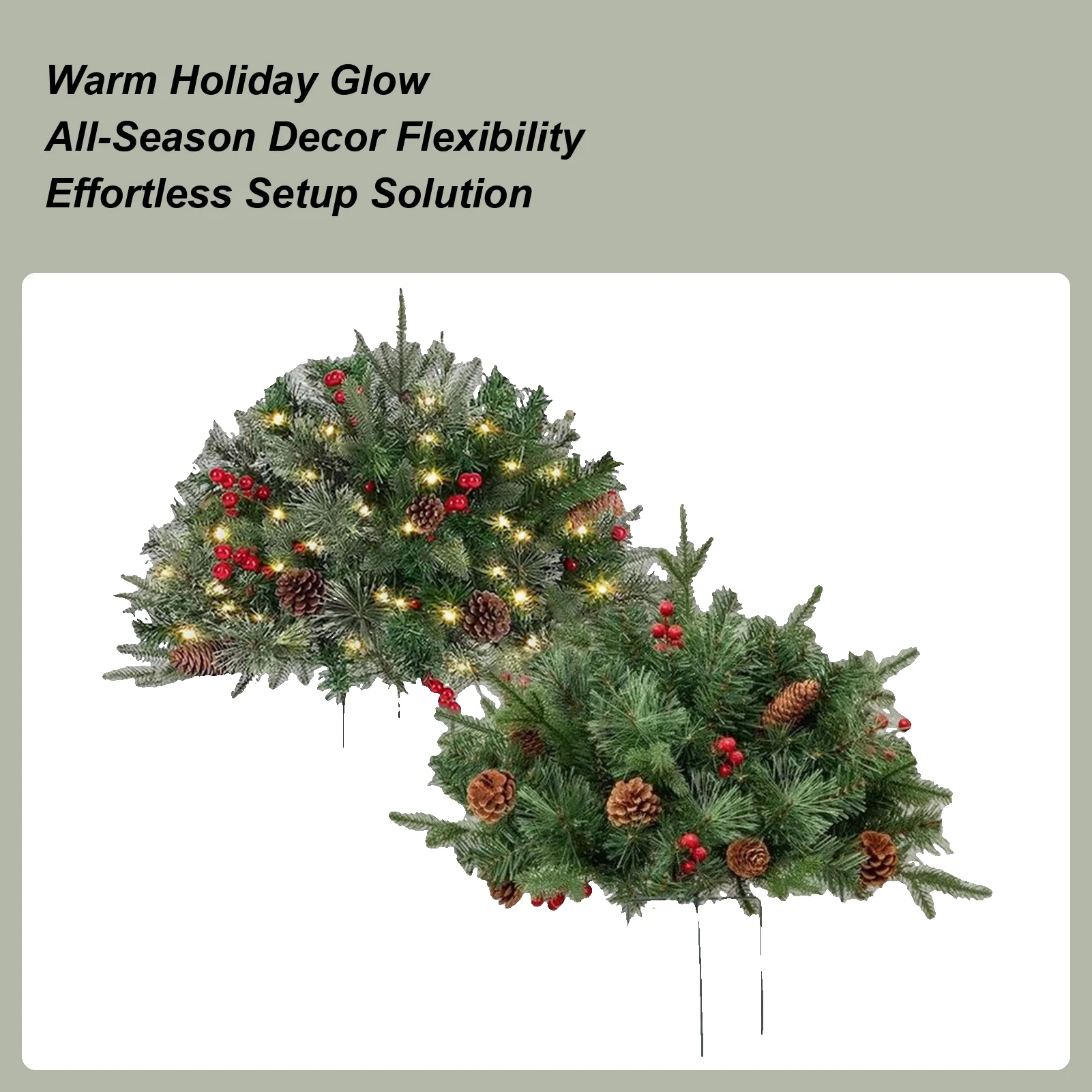 

Рождественская урна-наполнитель для переднего крыльца, рождественские украшения, сверкающие световые ветки, украшения для кладбища, зимняя передняя часть, Рождество