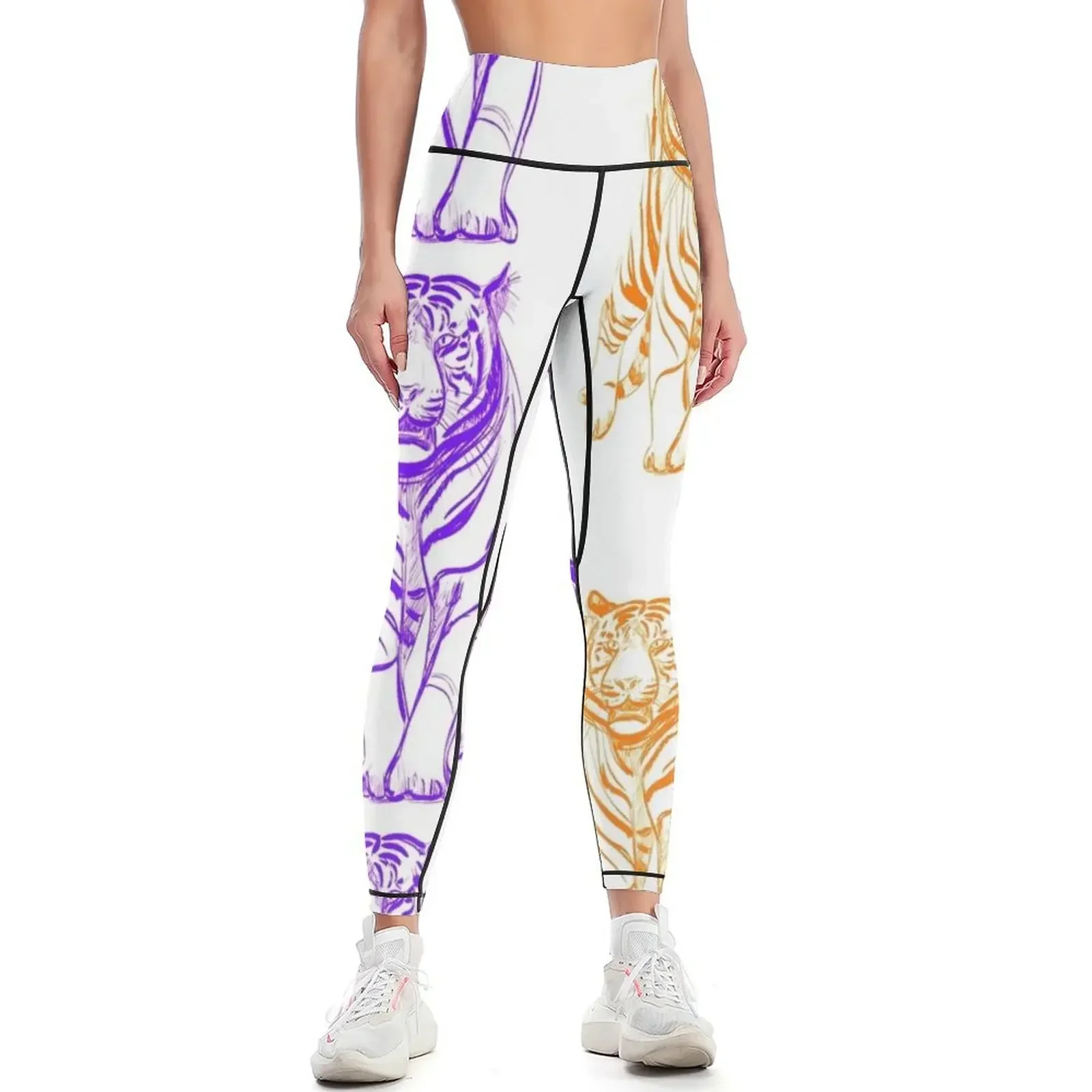 

Tigers Purple and Orange Leggings jogging pants Training pants fitness set gym sport set Womens Leggings