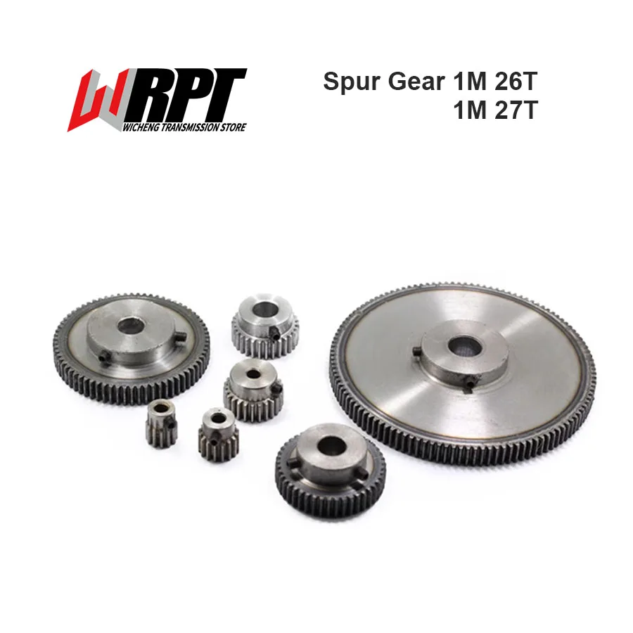 Spur Gear Pinion 1M 26Teeth 27 Teeth 1 Mod  45# Steel Gear 6mm 8mm 10mm 12mm Hole Motor Gear Rack Transmission 1Piece Gears