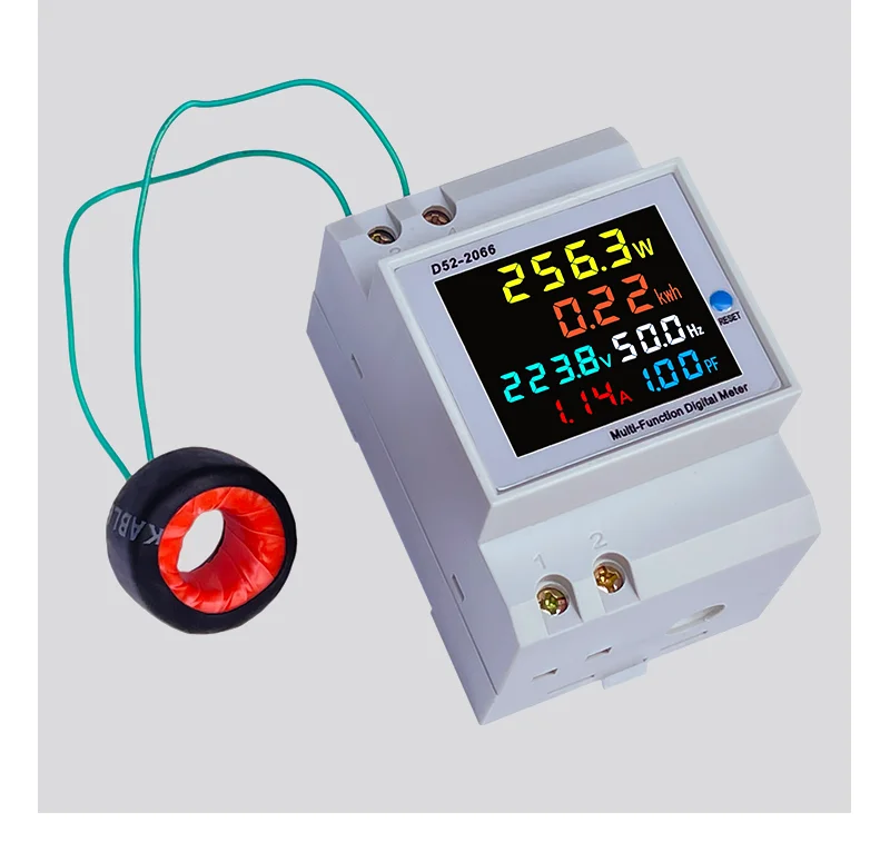 D52-2066 Energiezähler, DIN-Schiene, Stromverbrauchsmonitor, AC 40–300 V, 100 A, Voltmeter, Amperemeter, Watt kWh, Frequenzleistungsmesser – Detail 3