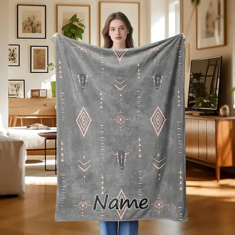 1 पीस कस्टम नाम टेक्स्ट ट्राइबल पैटर्न फलालैन कंबल सोफा बेड लिविंग रूम बेडरूम ऑफिस स्टडी सजावट के लिए उपयुक्त 8 best sales सर्दियों का कंबल - №6