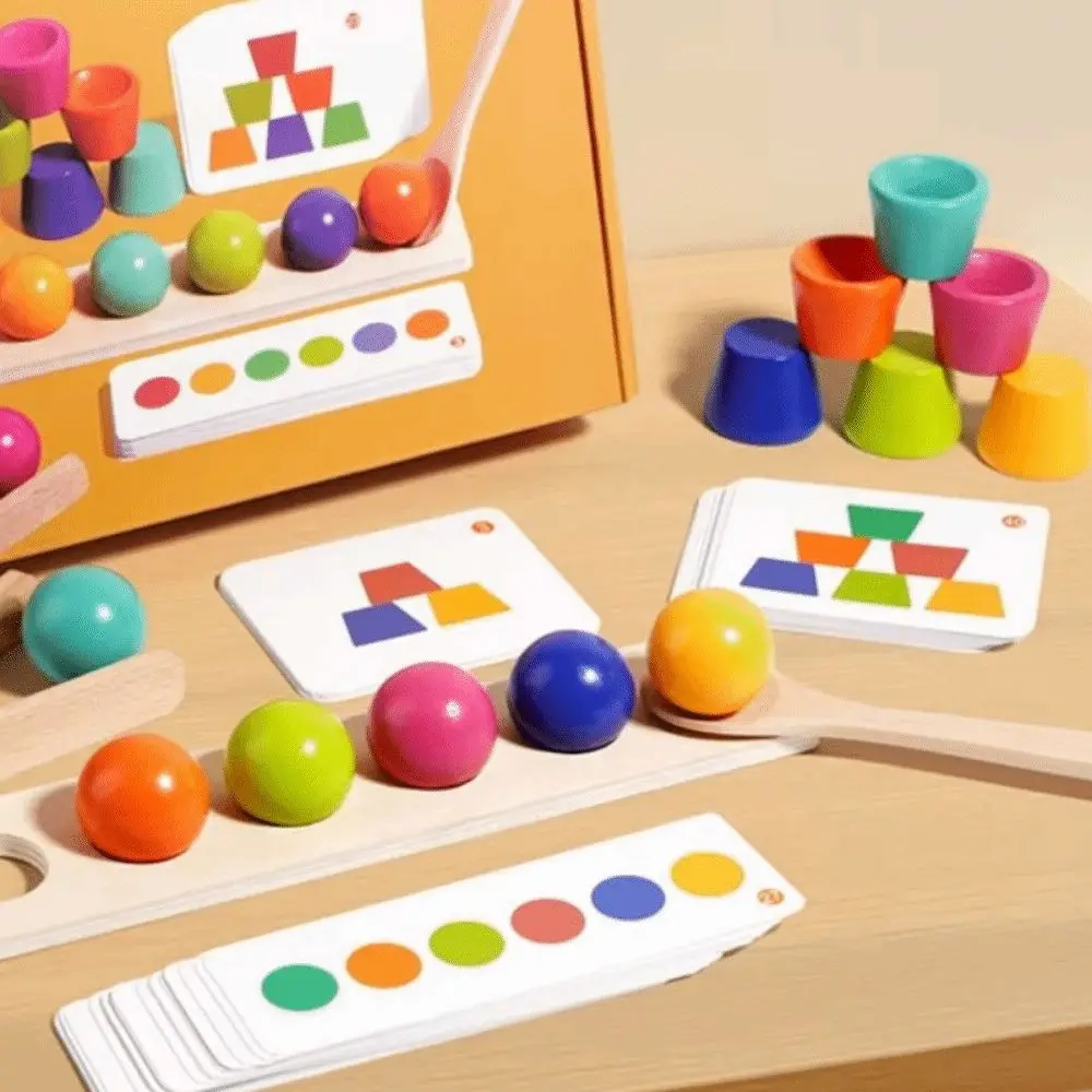 Creative Montessori Color-matching Ball Colored Ball Spoon Children's Building Block Geometric Shape Clip
