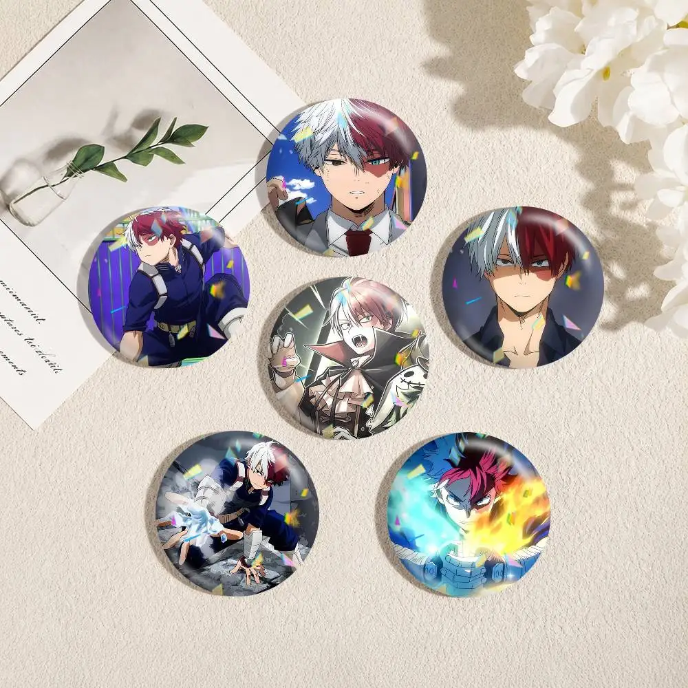 My Hero Academia Shoto Todoroki 25 32 44 58 75mm Badges Personalized Round Brooches Pins Accessory Gift