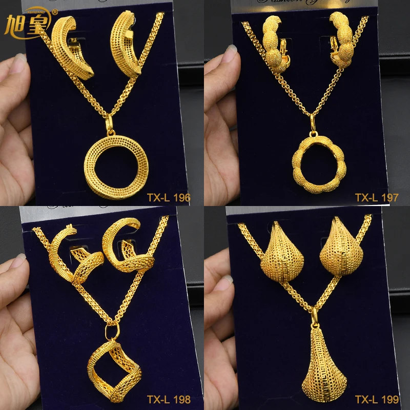 

XUHUANG Indian Necklace Earring Jewelry Set Luxury Hoop Earring For Women Arab Charm Necklace Set Banquet Wedding Gift Wholesale