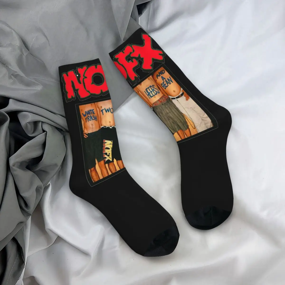 Hip-hop Nofx Punk Band Design Print Socks Stuff All Season Soft Crew Socks Sweat Absorbing