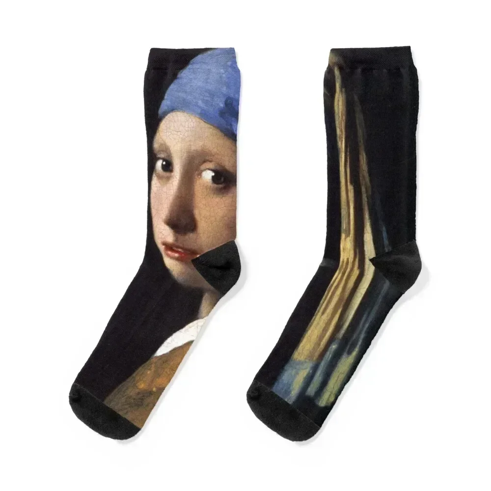 

Girl With The Pearl Earring By Johannes Vermeer Socks custom luxe christmas stocking Antiskid soccer Socks Woman Men's