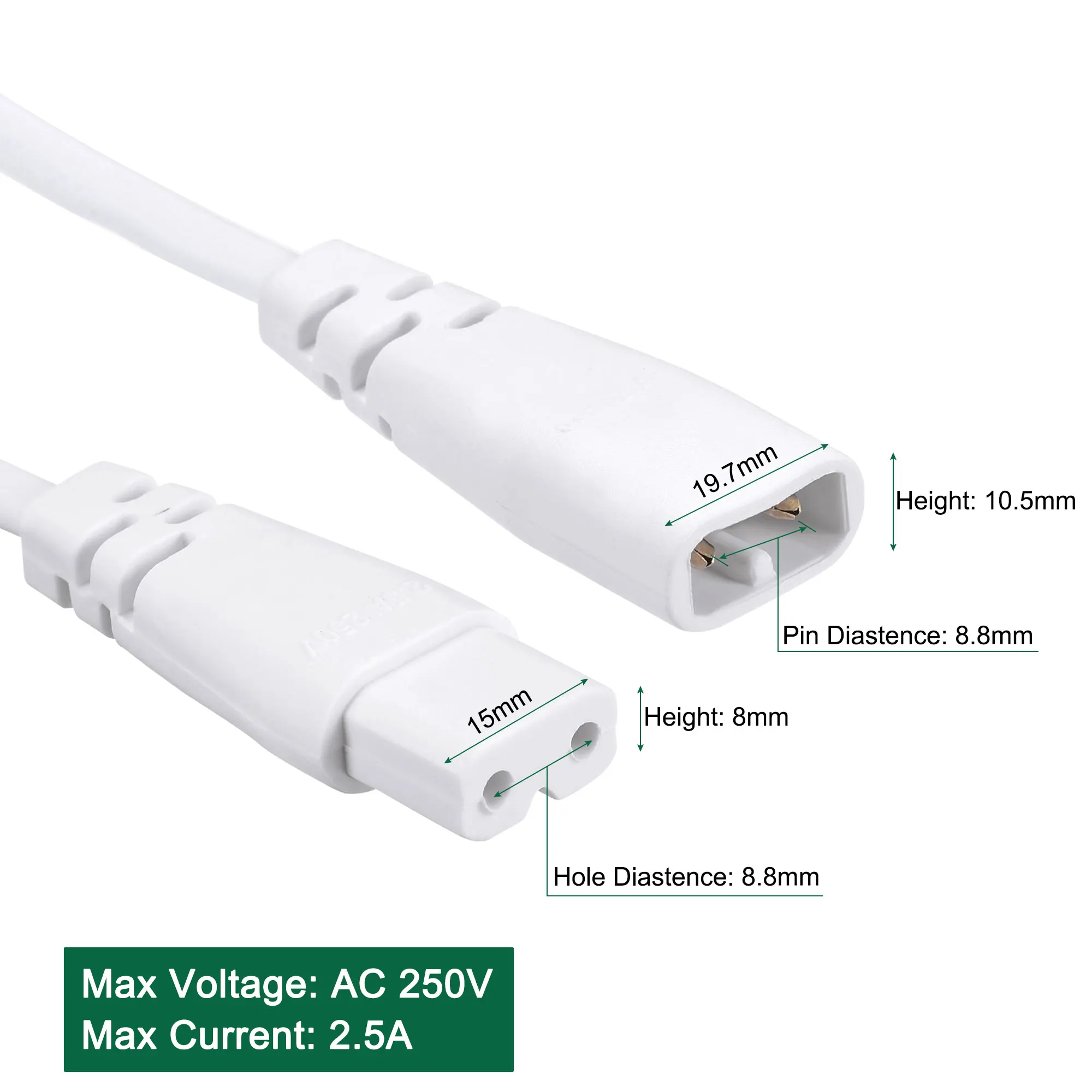 4Pcs 30CM/50CM T5 LED Tube Extension Cable Wire 2 Pin Male to Female Cord LED Integrated Light Tube Fixture Connecting Cable