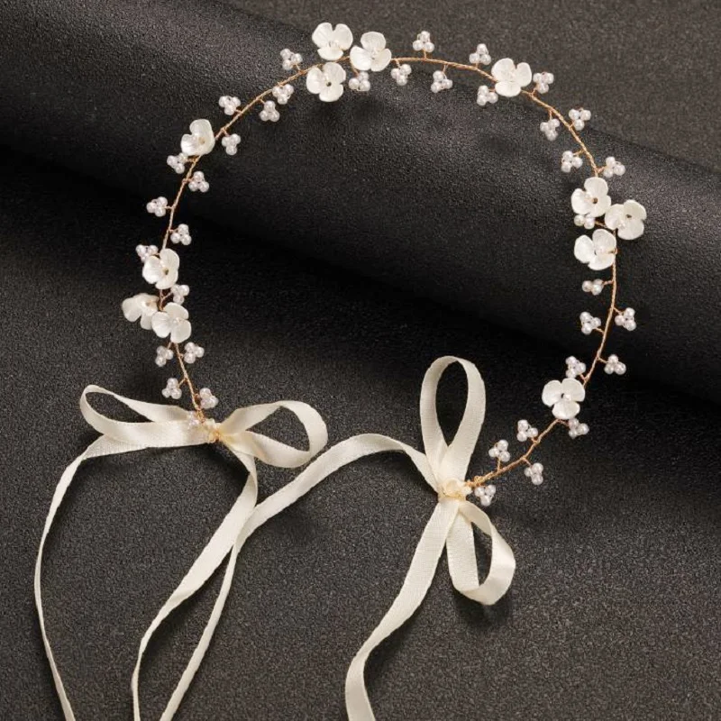Branco casamento acessórios de cabelo encantos romântico cristal pérola flor headbands tiara nupcial coroa noiva bandana jóias