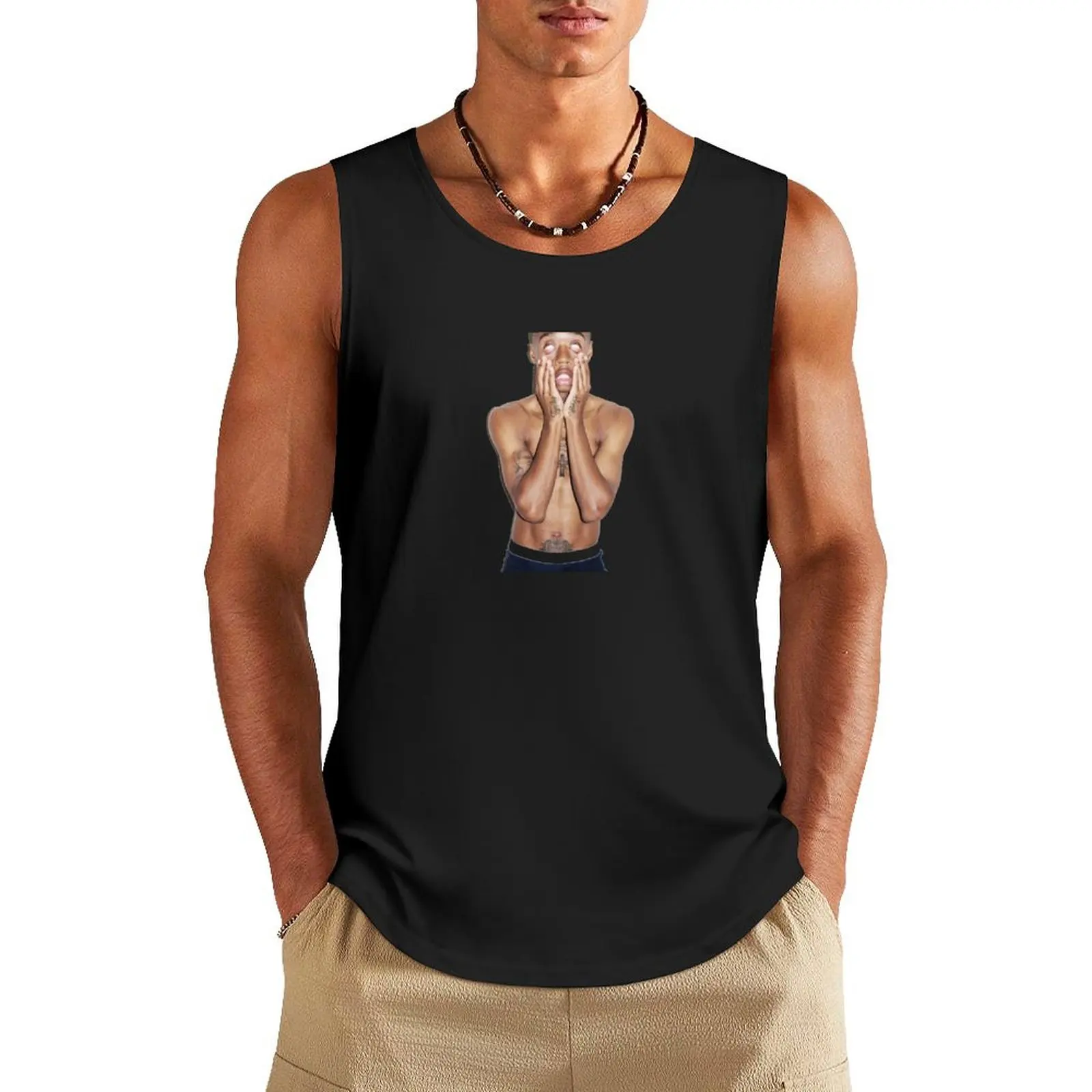 Rejjie Snow Tank Top Men's cotton t-shirt gym shirt man Men's sleeveless t-shirt