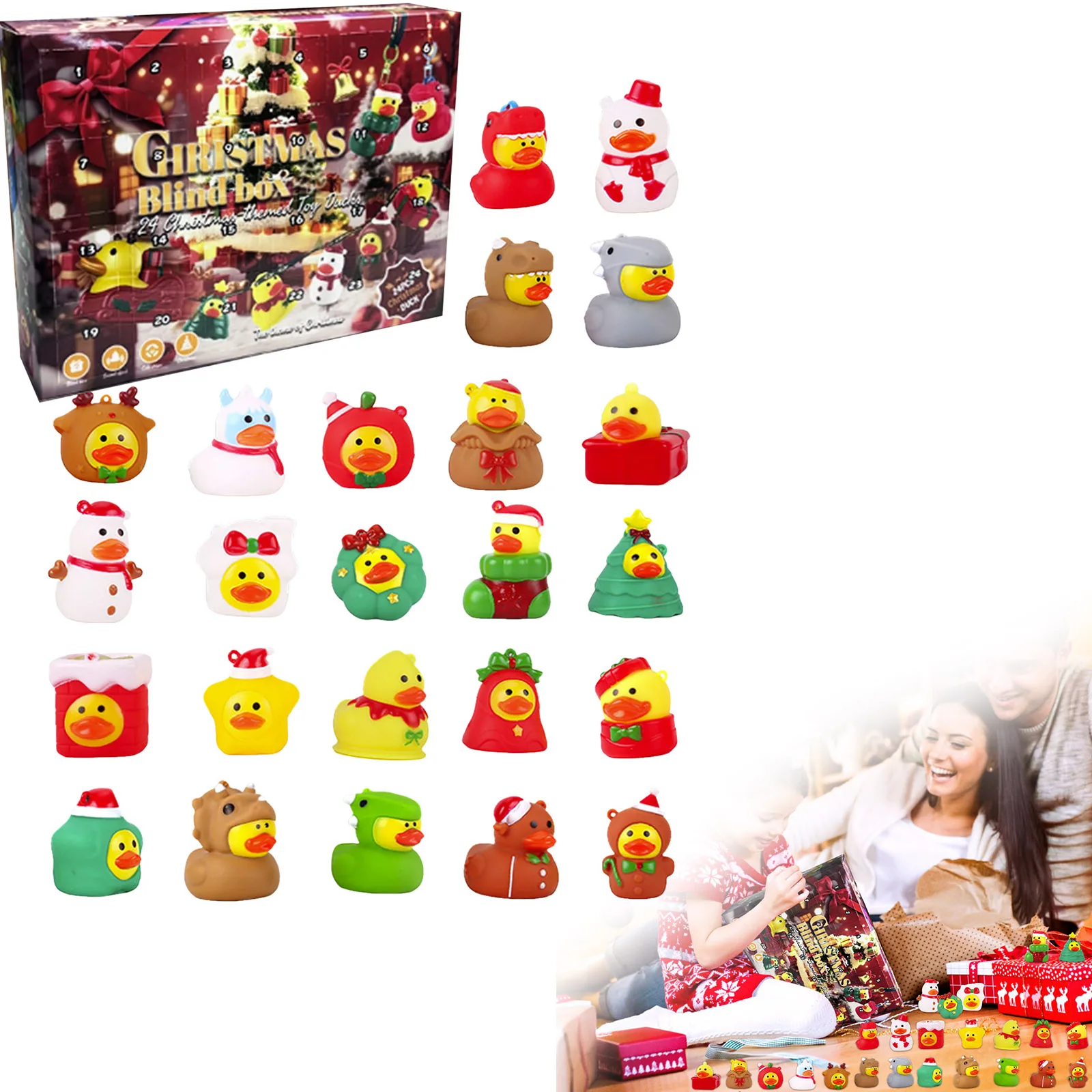 Glow in The Dark Sand Timer Each Advent Calendar Includes 24 Hidden Rubber Duck Figures Bringing Daily Countdown to Christmas