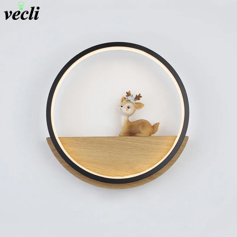 Wall lamp living room background wall simple modern round lovely deer restaurant study led bedroom bedside lamp