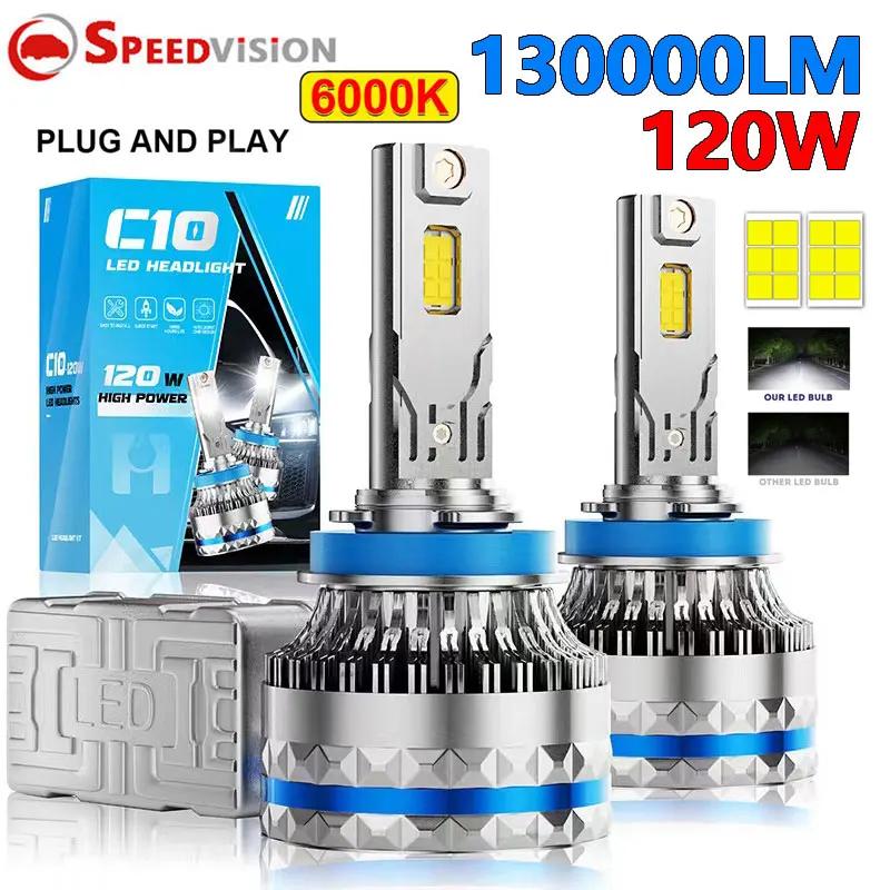 H7 LED Canbus 120W 130000LM H4 H11 H1 HB3 9005 HB4 H8 HIR2 9012 Bi LED Car Headlight Bulb Motorcycle 6000K 12V Fog Lights Car