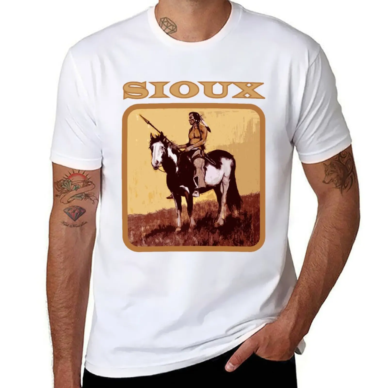 Футболка Sioux, футболки с аниме, черная хлопковая футболка большого размера, однотонная мужская упаковка, футболки для мужчин, белая футболка