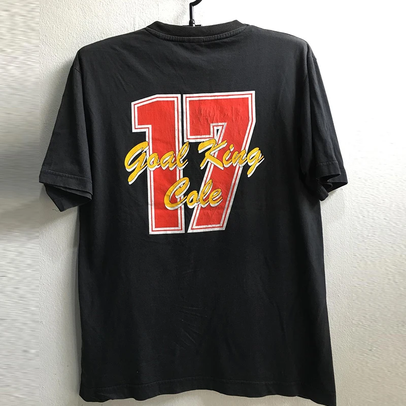 Andy Cole Celebrity Short Sleeve T-Shirt Vintage High-End Feeling Cool Handsome Five-Quarter Sleeve Men's Cotton round Neck