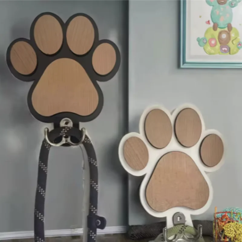Paw Print Wooden Dog Leash Hanger Wall Hook for Collars & Coats Wood with Paw Design Leash Holder Claw Hook Gift for Dogs Lover - view 2