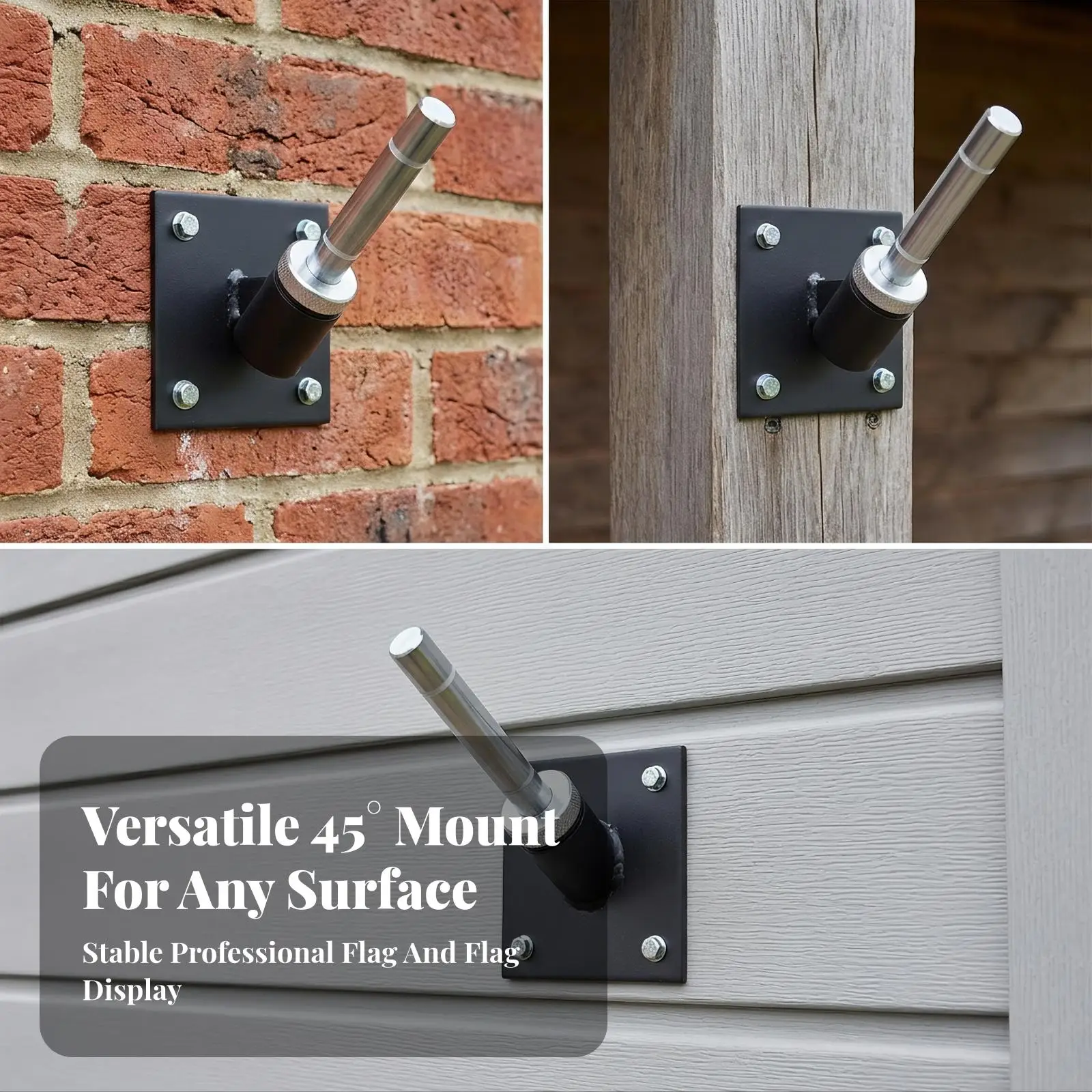 Wall Mount Flag Pole Bracket Heavy Duty Metal Holder for House Exterior Decoration and Storefront Sign