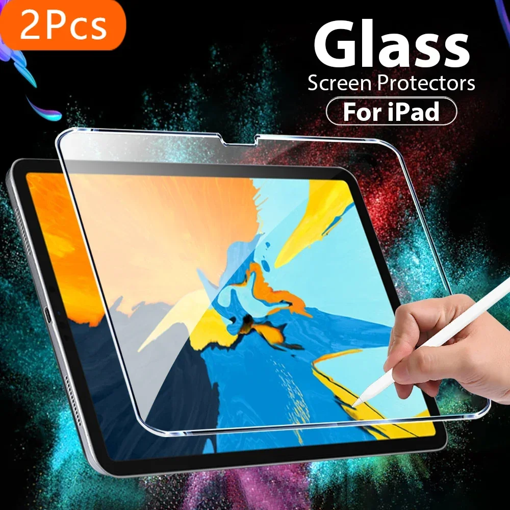 2Pcs Tempered Glass Screen Protector For Ipad Pro 11 12.9 13 inch 2024 10th Generation Air 5 4 3 2 1 7th 8th 9th 10.2 Mini 6 9.7