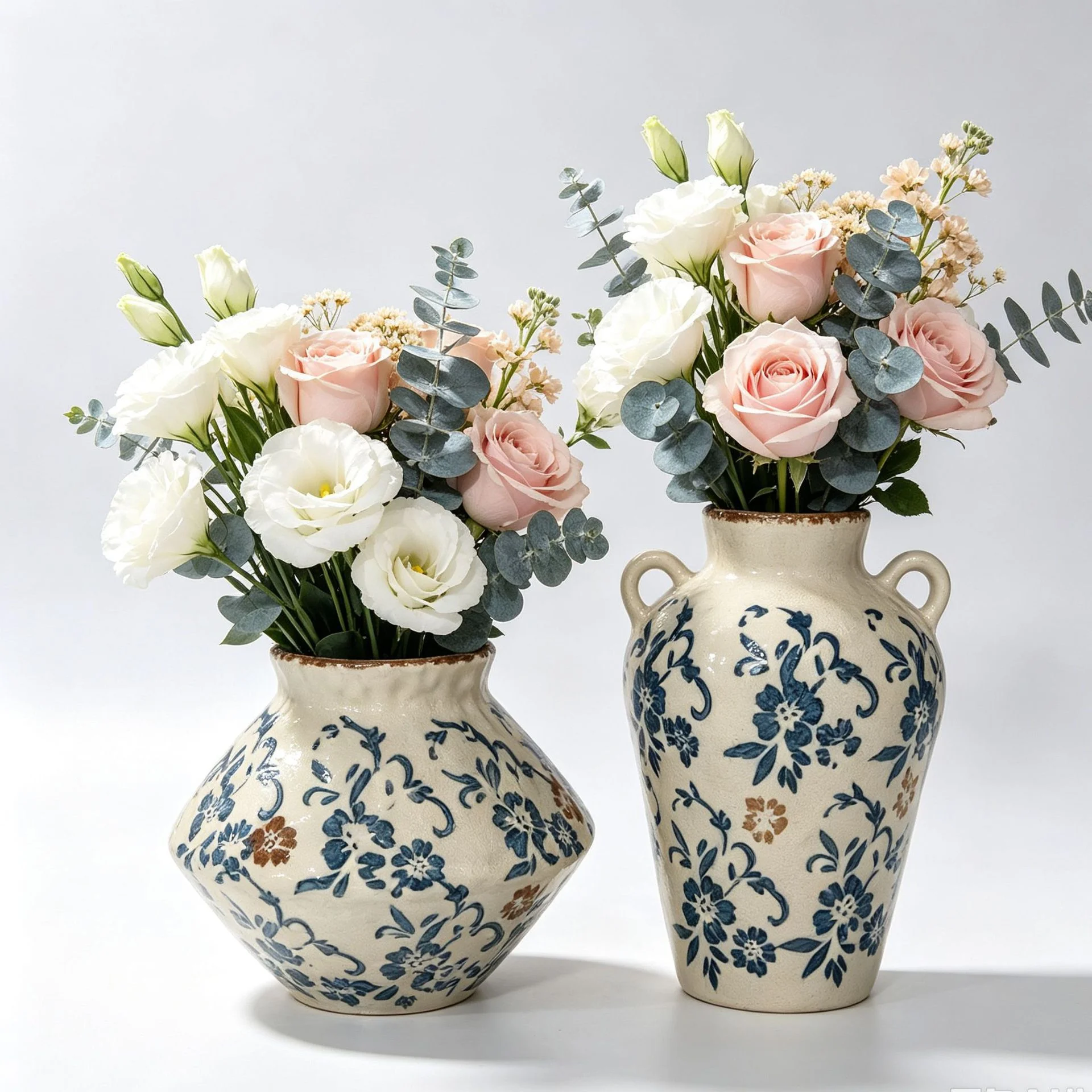 Vintage Blue White Porcelain Vase Ceramic Pottery Jar Light Luxury Home Decor for Living Room Fresh Flower Arrangement