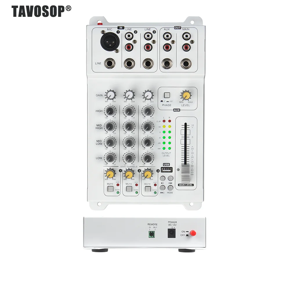 Car Audio Mixer 4 Band EQ Professional Automotive Sound Mixing Console 12V Audio Processor USB Audio Play
