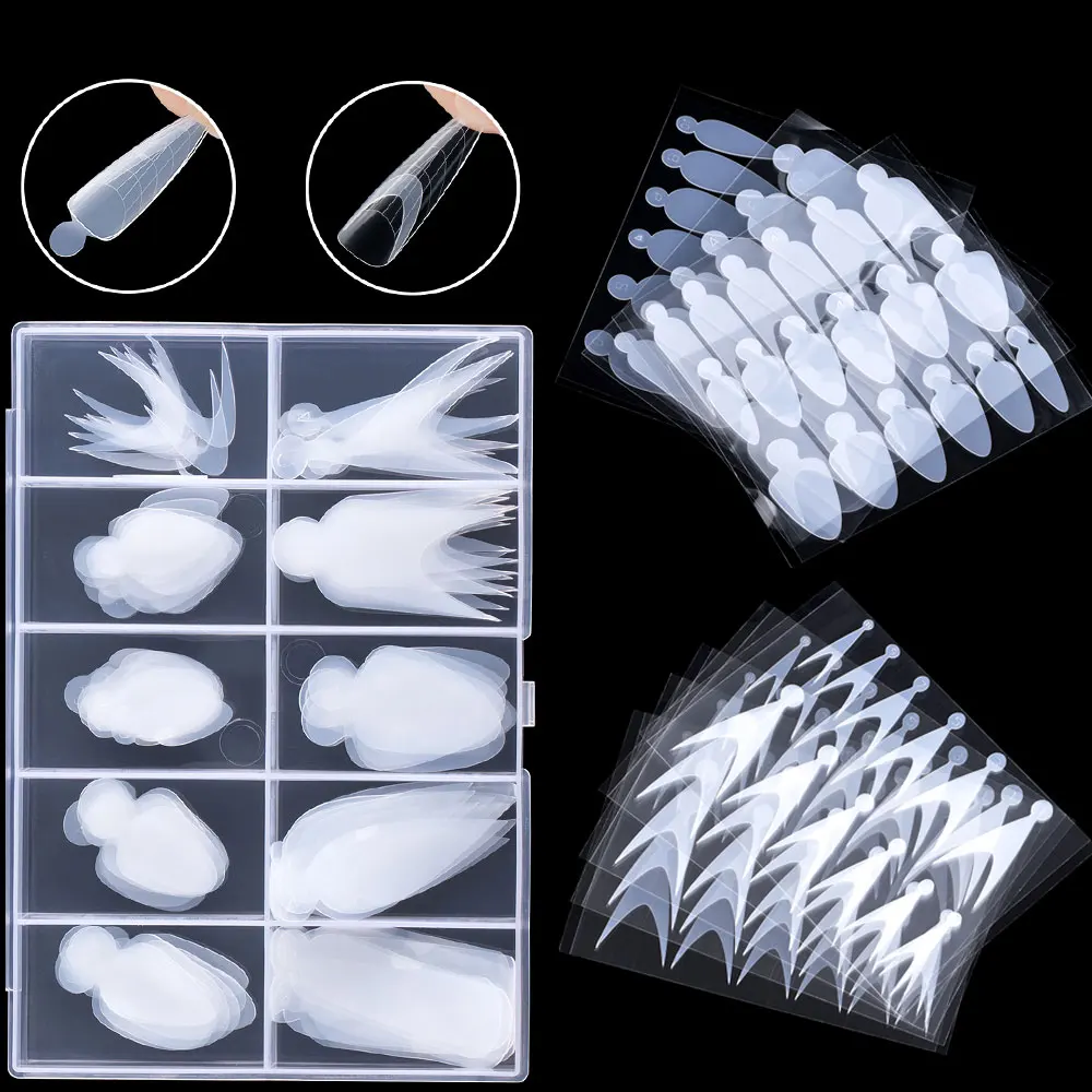 TP 60/96/108/120pcs Reusable Duet System Nail Form French Nail Gulde Line Forma Sticker for French Manicure