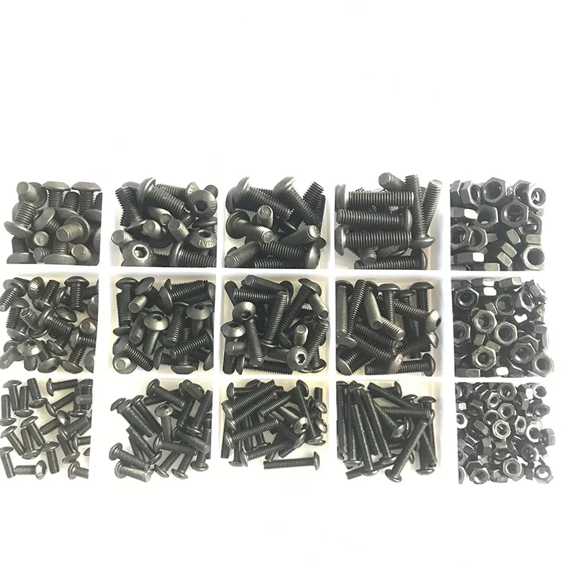 Sechs kant schraube und Muttern satz m2 m3 m4 m5 m6 schwarz 10,9 Grad Knopf kopf Innen sechs kant schraube Sechs kant buchse Rundkopf Inbus schraube – Detail 7