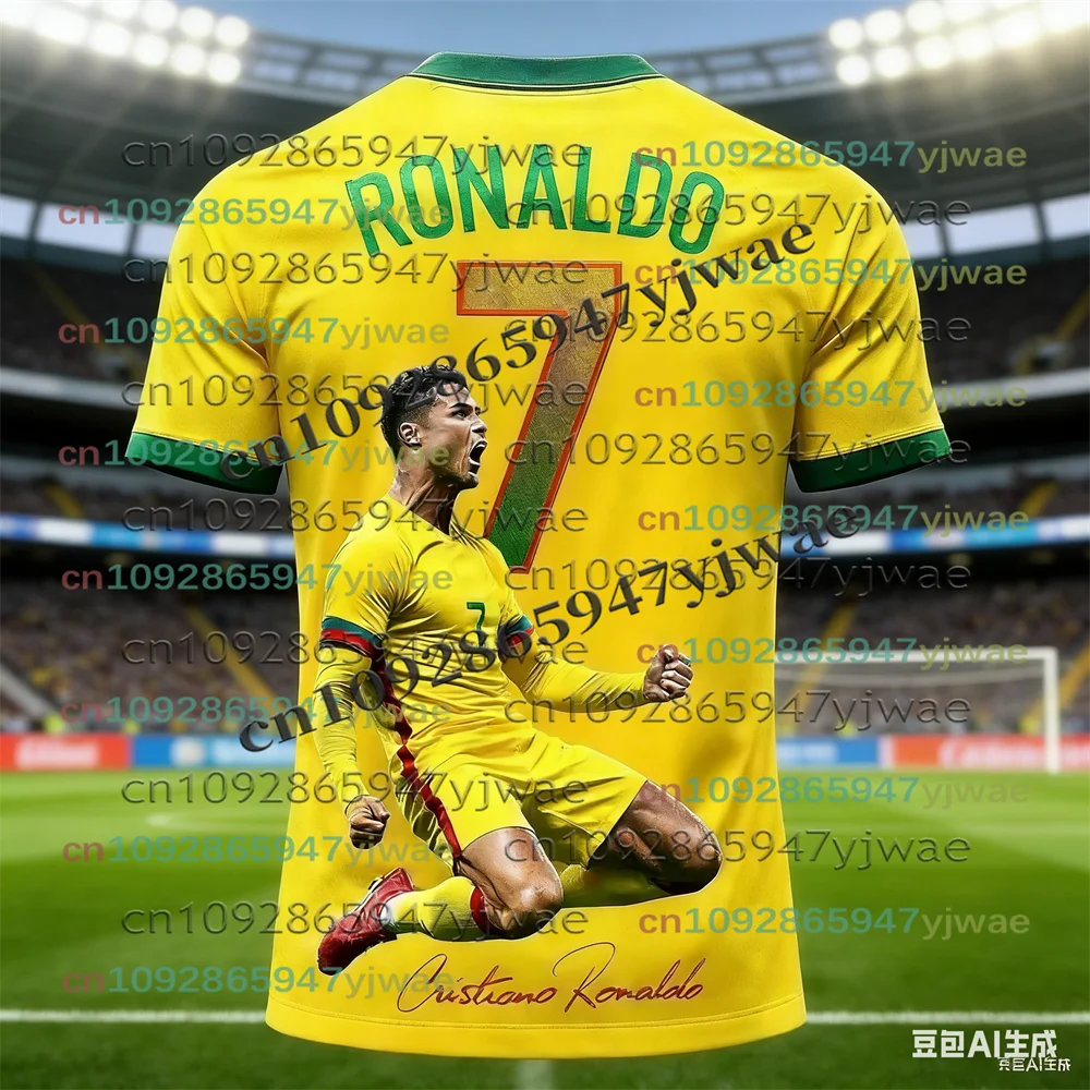 26 Neue Fußballtrikots 3D-gedruckt Nr. 7 Ronaldo für Jungen, Mädchen, Training, Damen-Sport, atmungsaktives Kurzarm-T-Shirt für Kinder/Herren