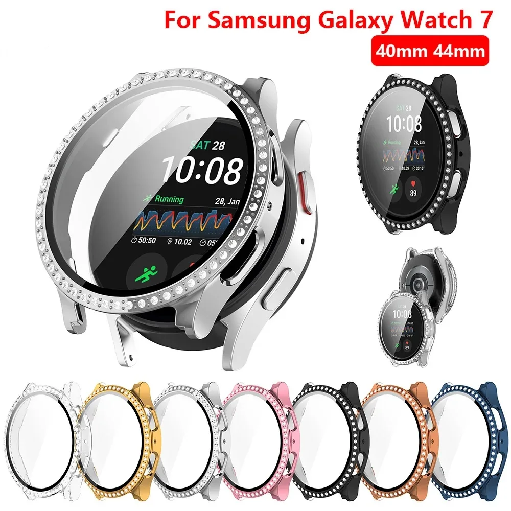 

Diamond Bling Case for Galaxy Watch Samsung Galaxy Watch 7/FE 40mm 44mm,Tempered Glass Bumper cover for Watch 4 5 6 Accessories