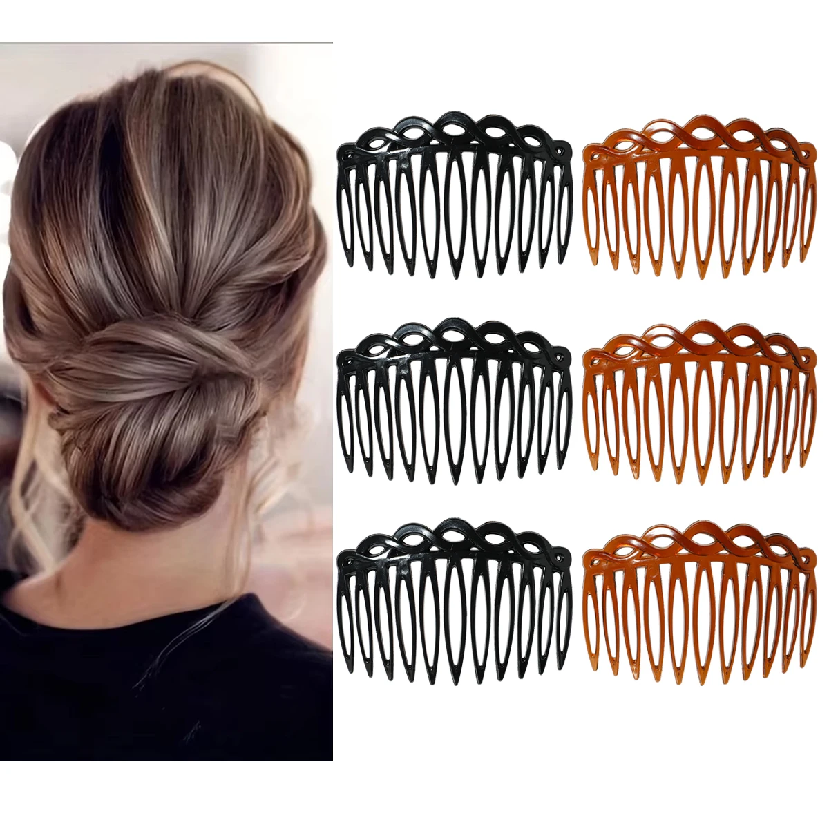 6PCS 11 Teeth Simple Hair Clip Combs Plastic Straight Teeth Inserted Combs French Durable Hair Accessories Bridal Wedding