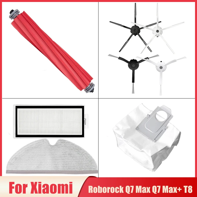 Cepillo principal/lateral, filtro Hepa, mopa, piezas de bolsa de polvo de tela para XiaoMi Roborock Q7 Max / Q7 Max +/T8, accesorios para Robot aspirador