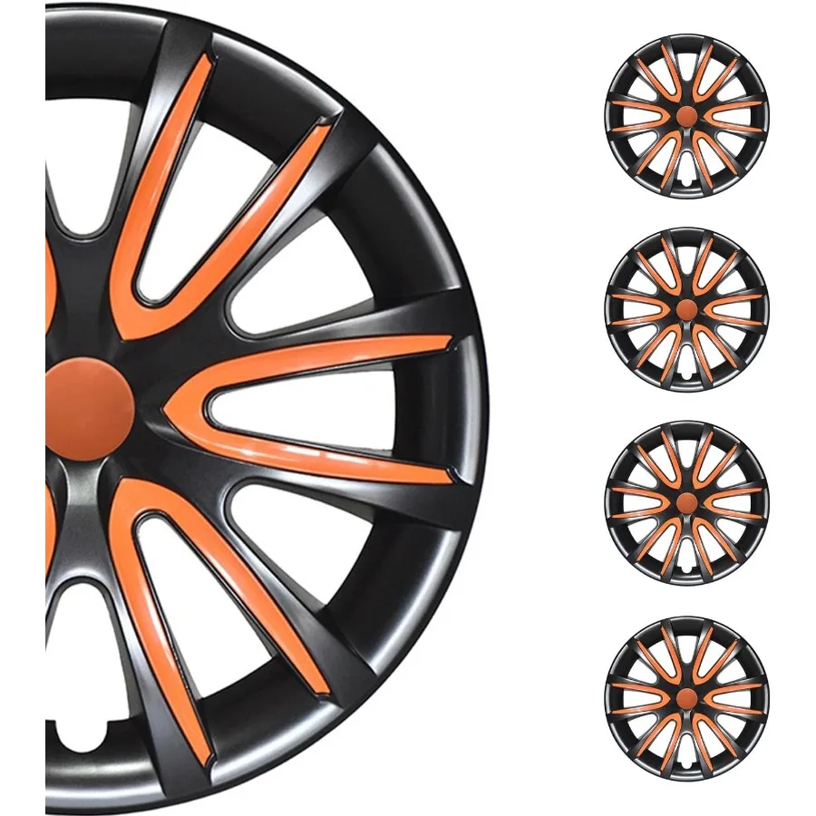 

Черные с оранжевыми колпаками втулки 16-дюймовый набор из 4 Tapas para Rines 16 колес премиум-класса 16-дюймовые крышки обода R16 Набор защелок на прочный