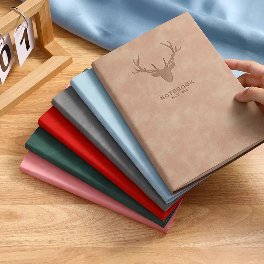 Popular A5 size deer head notebook, business notebook, portable diary, office meeting sketchbook, 180 pages