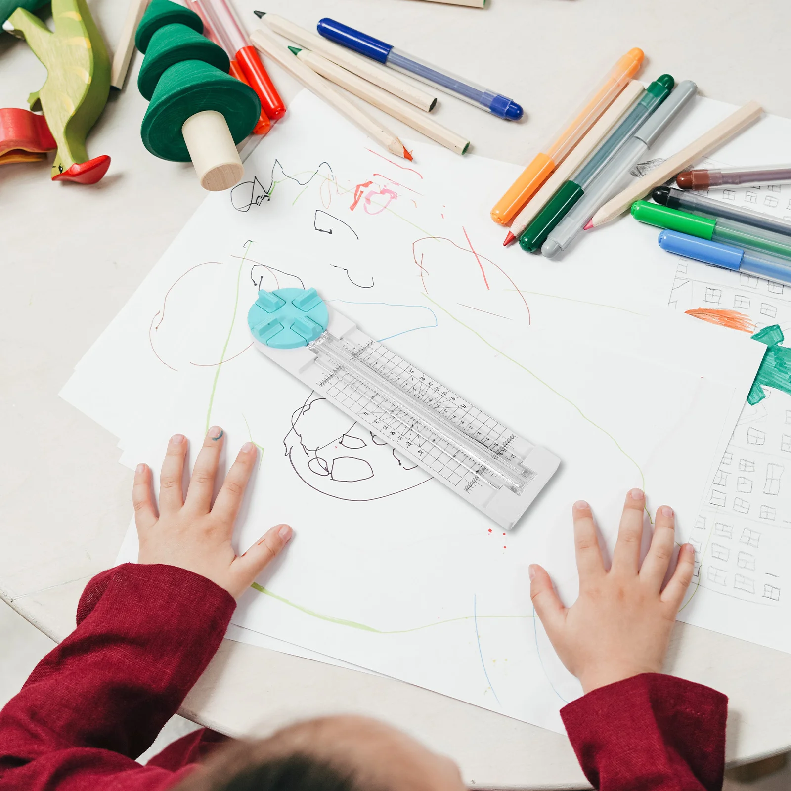 Taglierina per carta quattro in uno Trimmer portatile per realizzare foto di scrapbooking Taglierina per carta dal design compatto in pizzo