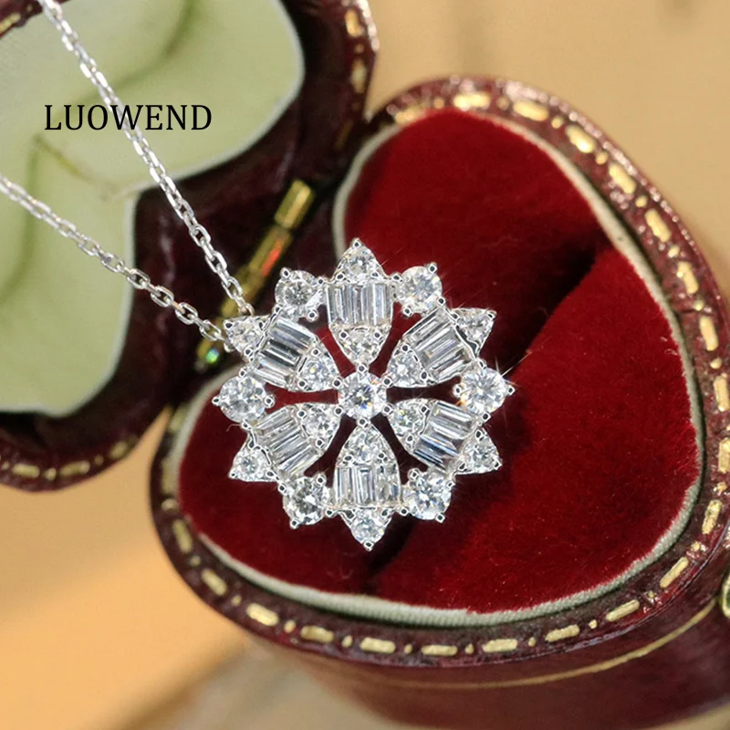 

Ожерелье LUOWEND из 100% белого золота 18 карат, элегантный стиль, подвеска с натуральным бриллиантом 0,85 карата для женщин, ювелирное украшение для торжественных мероприятий
