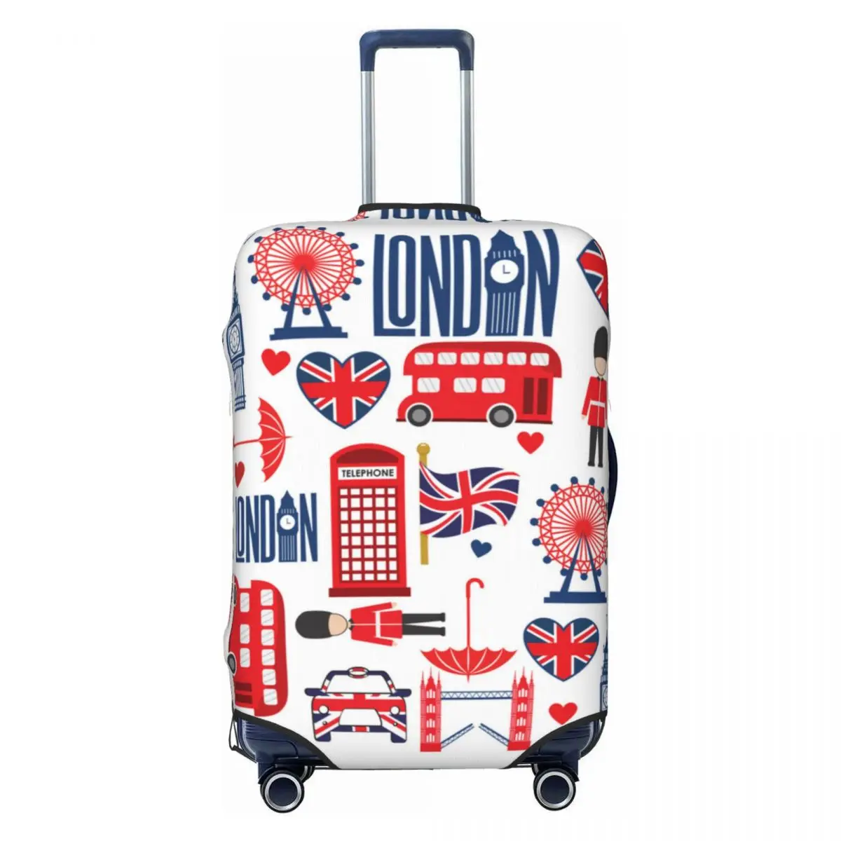 Ilustracja w stylu brytyjskim pokrowiec na walizkę Big Ben Love London rejs wakacje przydatne ochraniacz walizka