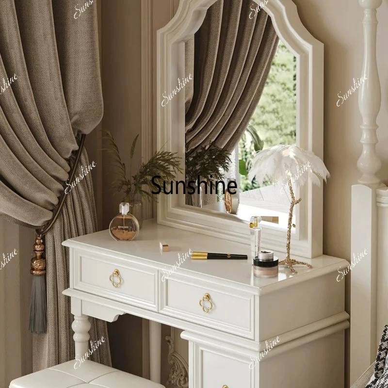 All solid wood, retractable table, small room space utilization retro small apartment