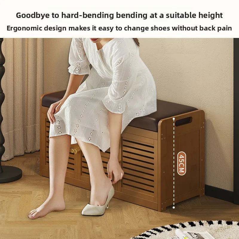 Luxury Entryway Shoe Bench with Storage Slim Wall Mounted Shoe Rack & Seat Modern Shoe Cabinet