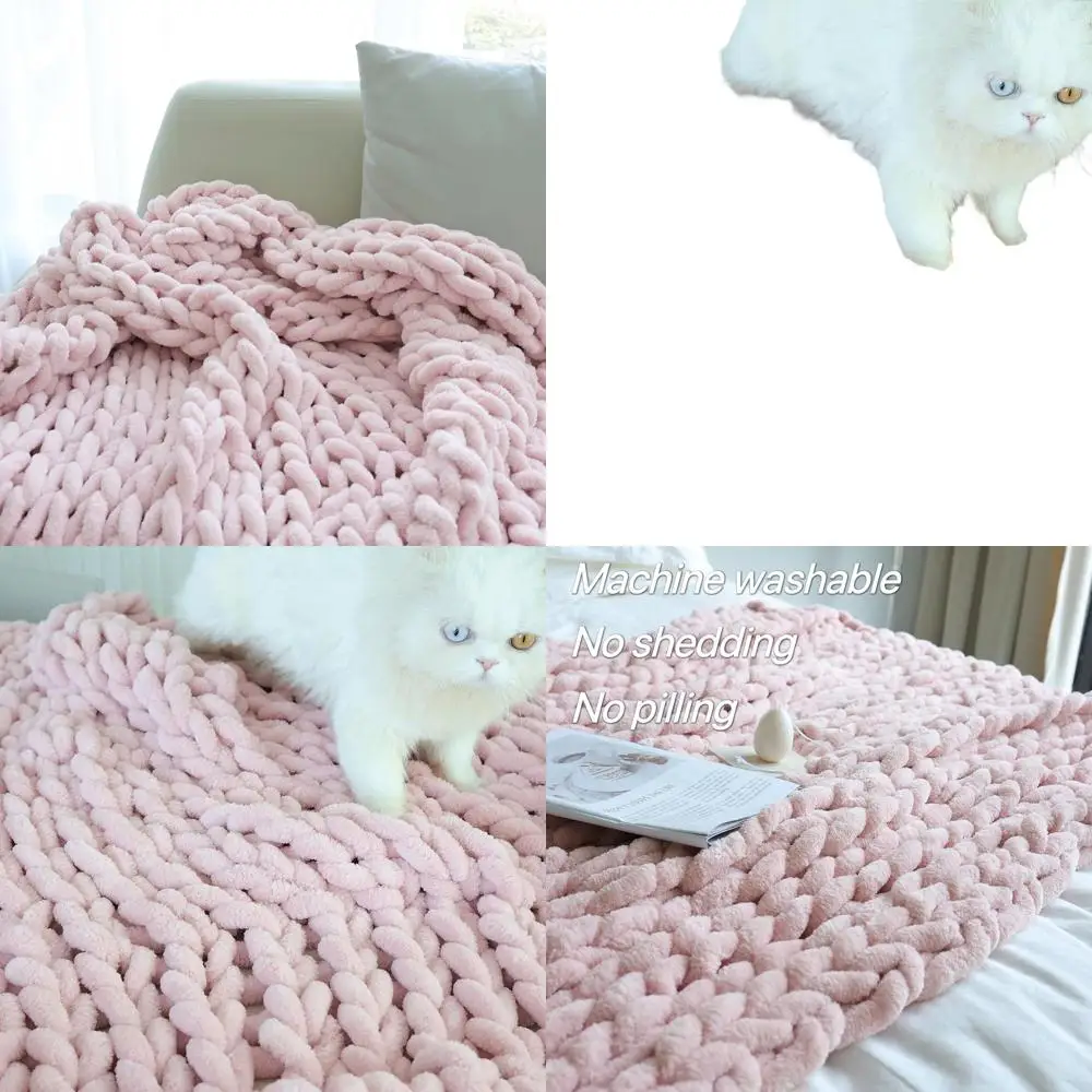 Handcrafted Plush Fleece Blanket, 82x86 Inches, Soft & Breathable Throw for Couch, Bed, Home, Light Pink