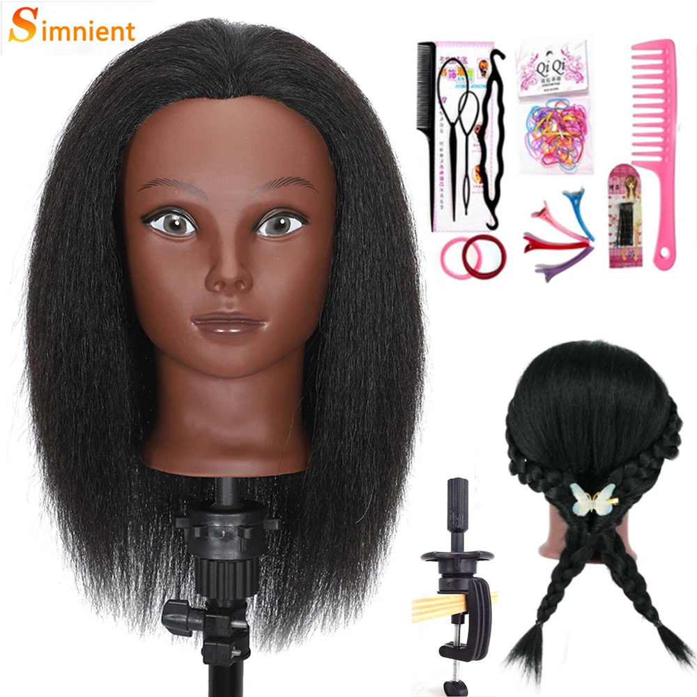 2026 New Afro Mannequin Heads for Braiding Maniquí Hair Doll Real Human Training Hairdresser Model Women's Hairdressing Kit Wigs