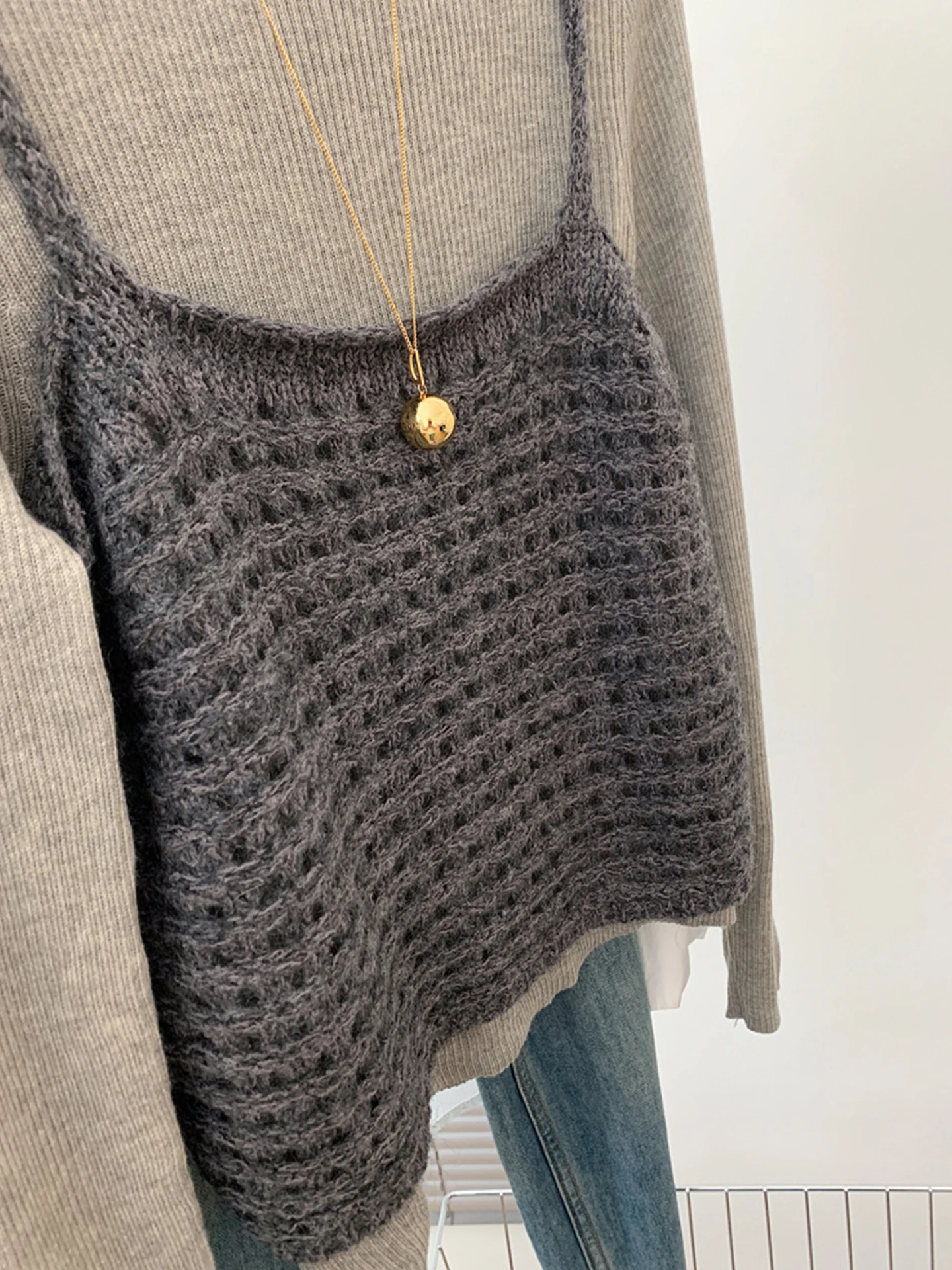 Weicher, hautfreundlicher Camere-Strickpullover, lässig, vielseitig, Top, Bot, zweiteiliges Set, koreanisches Sle Commute Faion, Damen-Kn...