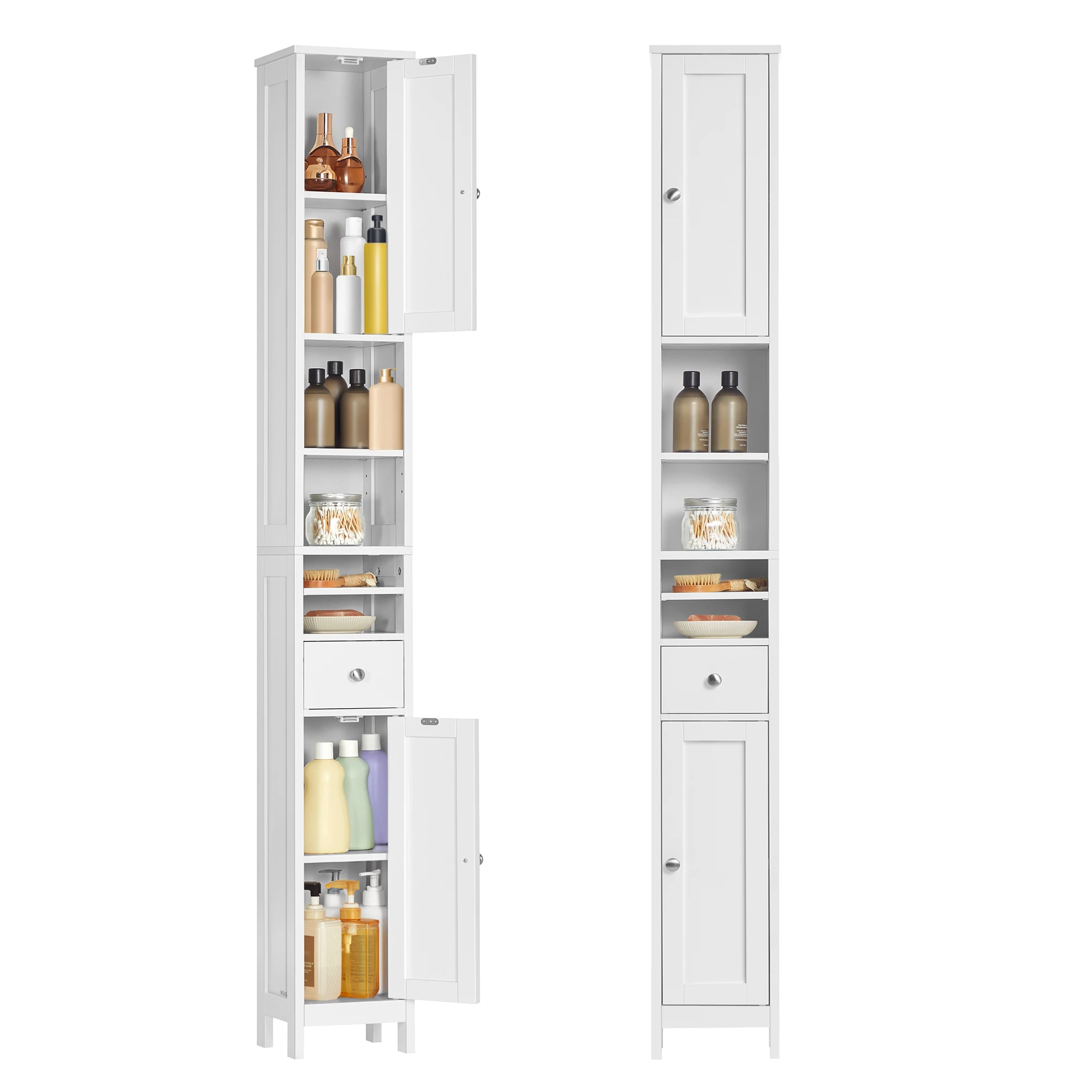 VASAGLE Badkamergarderobe Badkamergarderobe Hoge smalle opbergkast met verstelbare rher