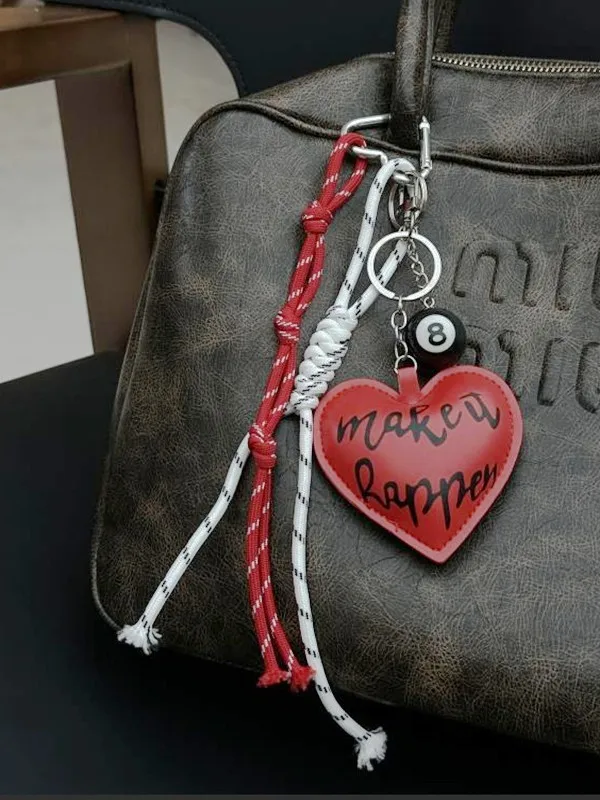 

New Extremely complex style Ins niche pendant miu series Bag charms Tiffany red love rope bag pendant car keychain couple pendan